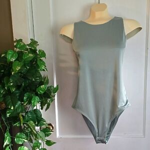 Womens Sage Green Sleeveless Tank Top Bodysuit Medium